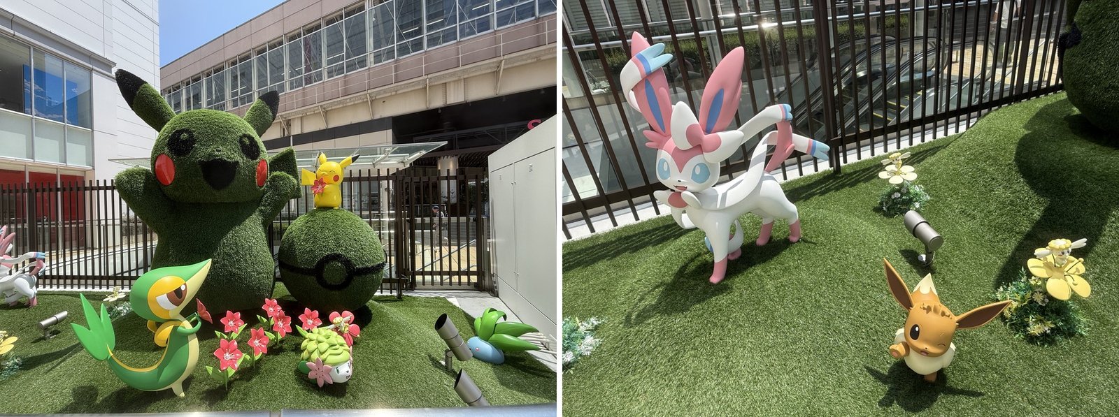 仙台PARCO空中花園皮卡丘草雕與伊布仙子伊布