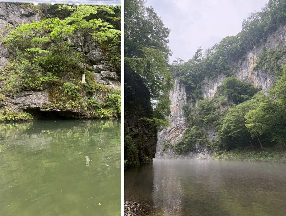 猊鼻溪扁舟木船與雨天山嵐霧感溪谷美景