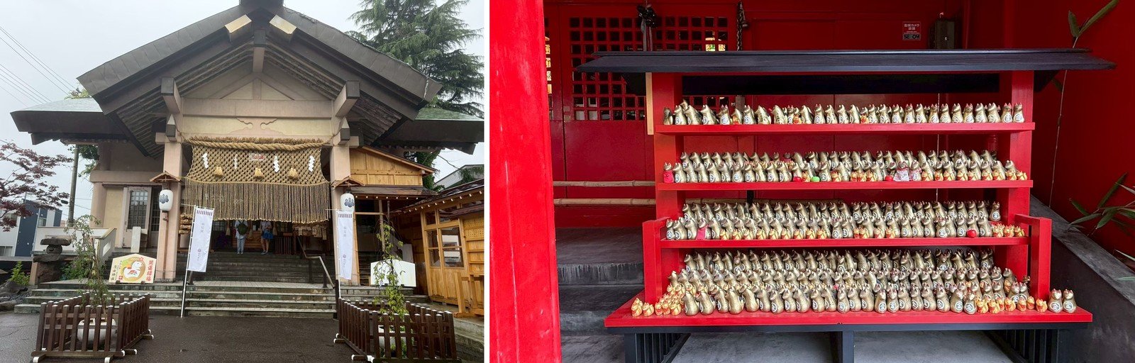 青森 廣田神社 莊嚴本殿拜殿與金生稻荷神社千尊白狐神像