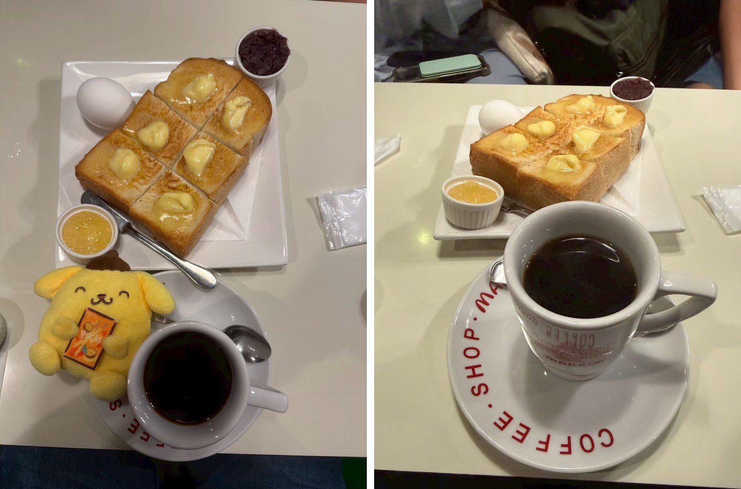 喫茶マロン 早餐 Morning Set 厚切現烤吐司抹奶油、水煮蛋、紅豆泥與熱咖啡