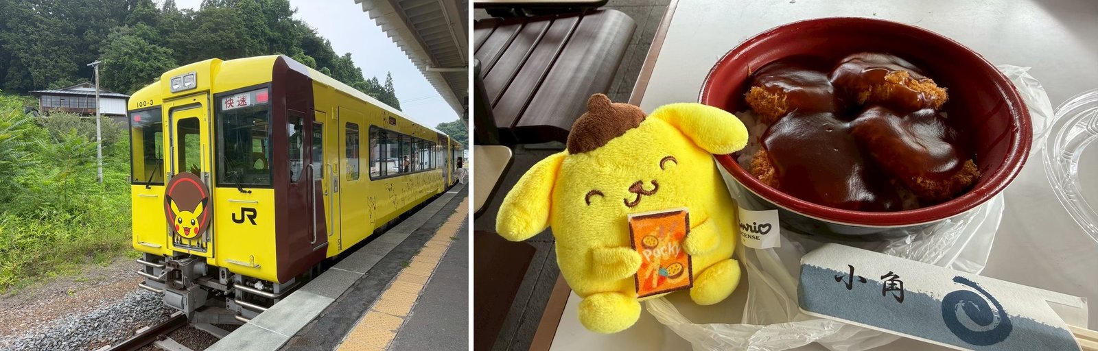 JR東北皮卡丘列車外觀與月台進站